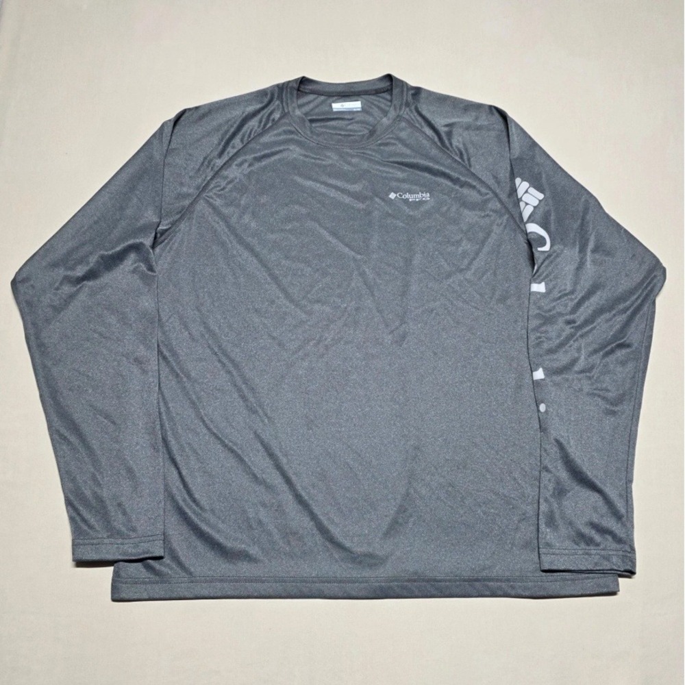 Columbia PFG Men XL Long Sleeve T-Shirt Gray Omni-Shade Pullover Stretch Reg Fit